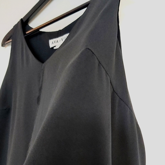 Ava & Viv blouse womens plus v-neck sheer elegant fly-away panels sleeveless - Picture 4 of 7